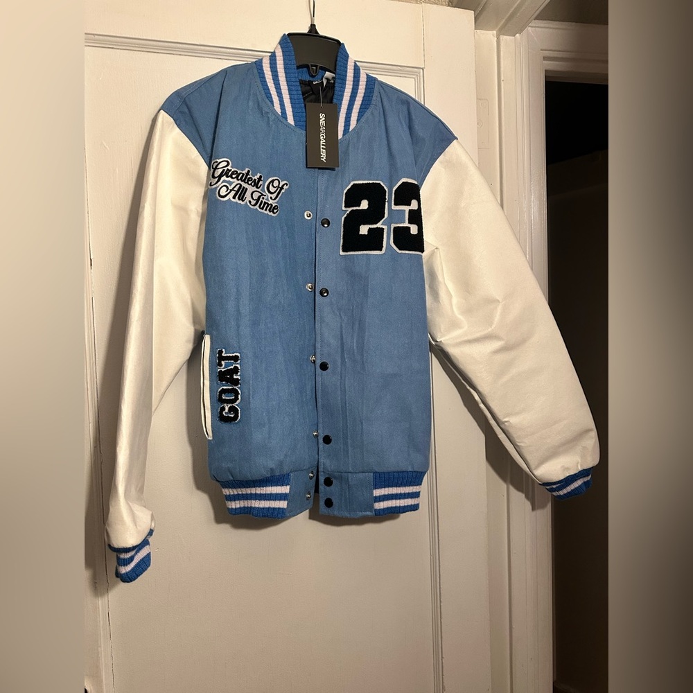 Light Blue & White Varsity Jacket with '23' Patch